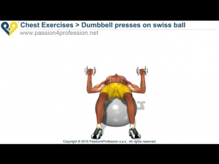 dumbbell presses on swiss ball